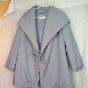 LL Bean Quilted Pea Coat, Silver-Blue, Sz 8, NWOT